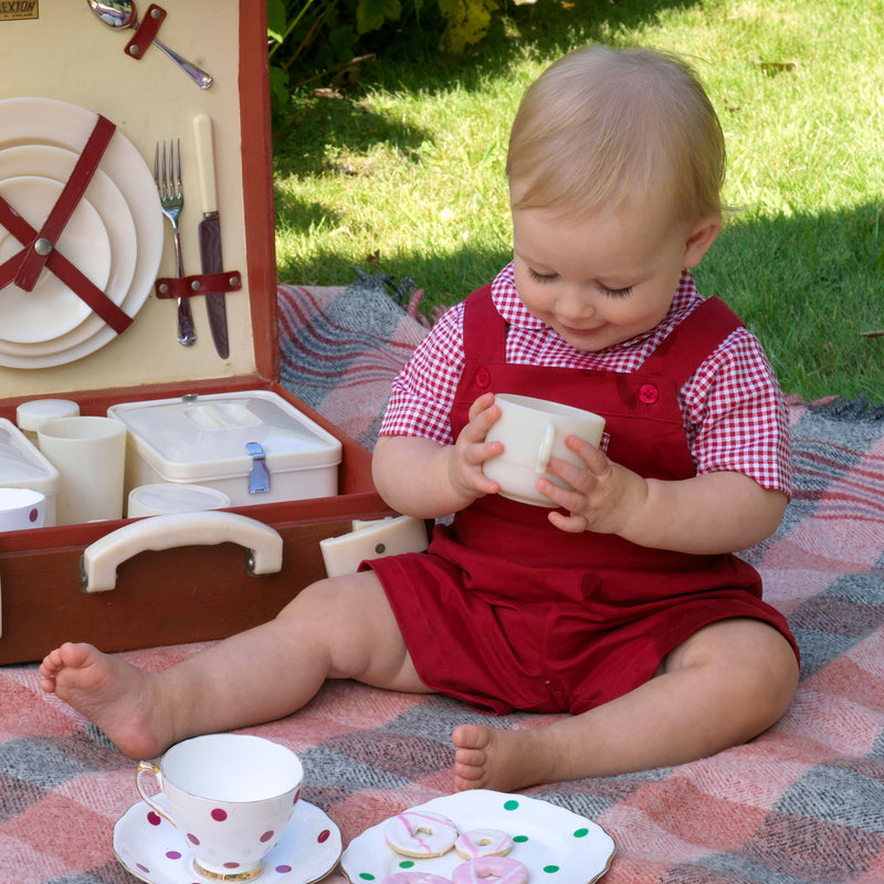 Red Gingham Shirt & Dungaree Set
