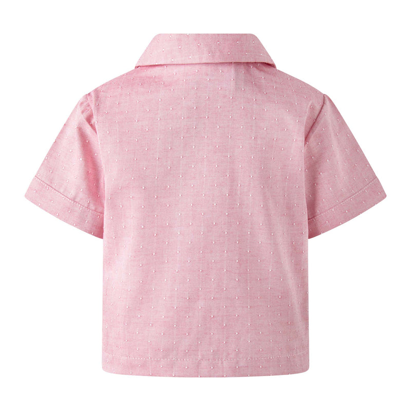 Swiss Dot Shirt & Dungaree Set