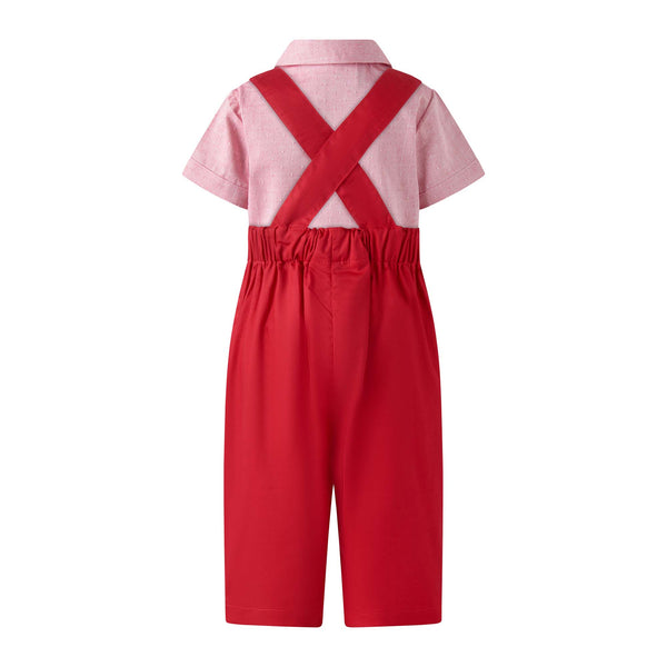 Swiss Dot Shirt & Dungaree Set