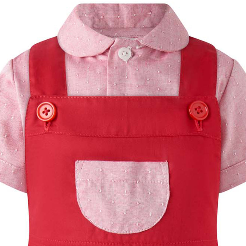 Swiss Dot Shirt & Dungaree Set