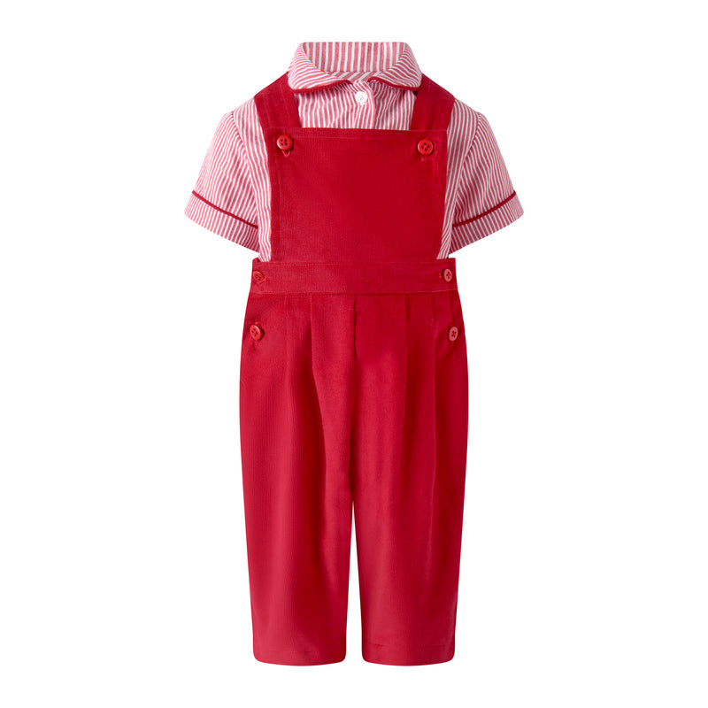 Red Stripe Shirt & Dungaree Set