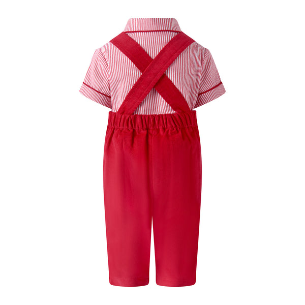 Red Stripe Shirt & Dungaree Set