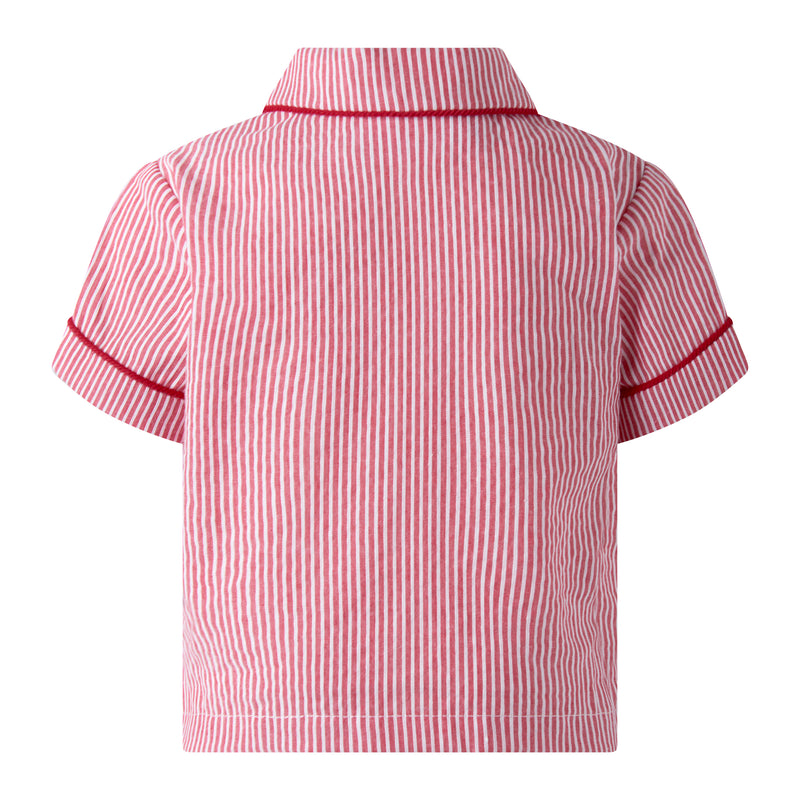 Red Stripe Shirt & Dungaree Set