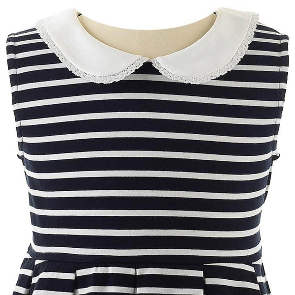 Navy Breton Striped Jersey Dress