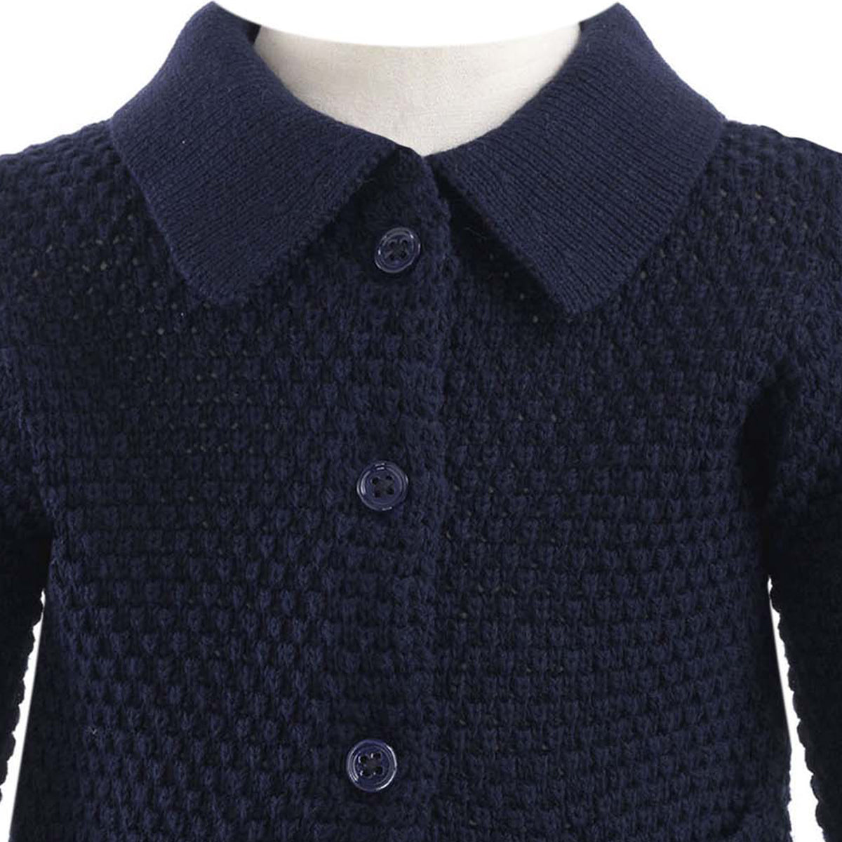 Navy Moss Stitch Cardigan