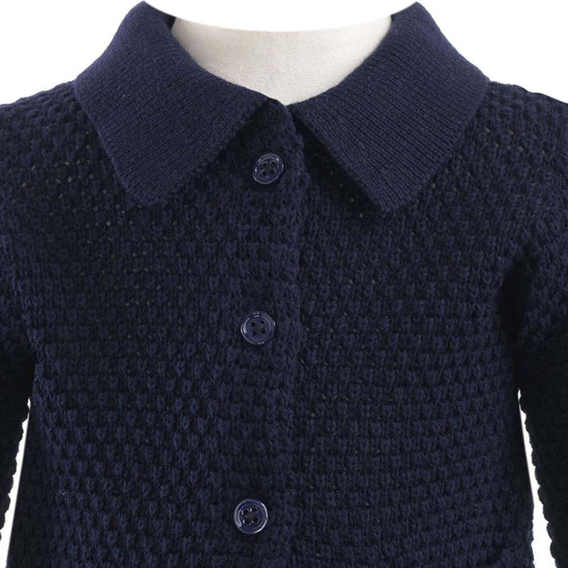 Navy Moss Stitch Cardigan