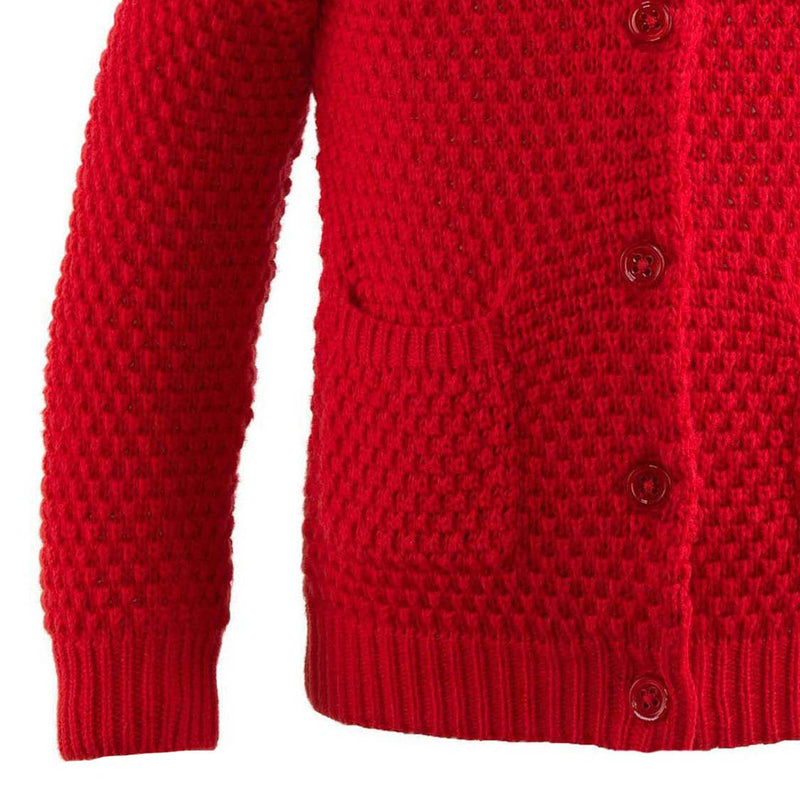 Red Moss Stitch Cardigan
