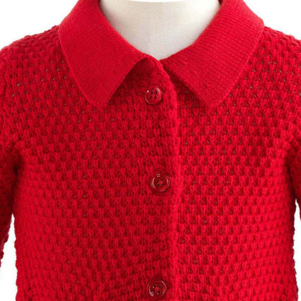 Red Moss Stitch Cardigan