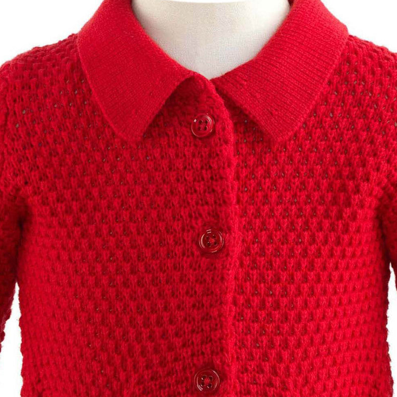 Red Moss Stitch Cardigan