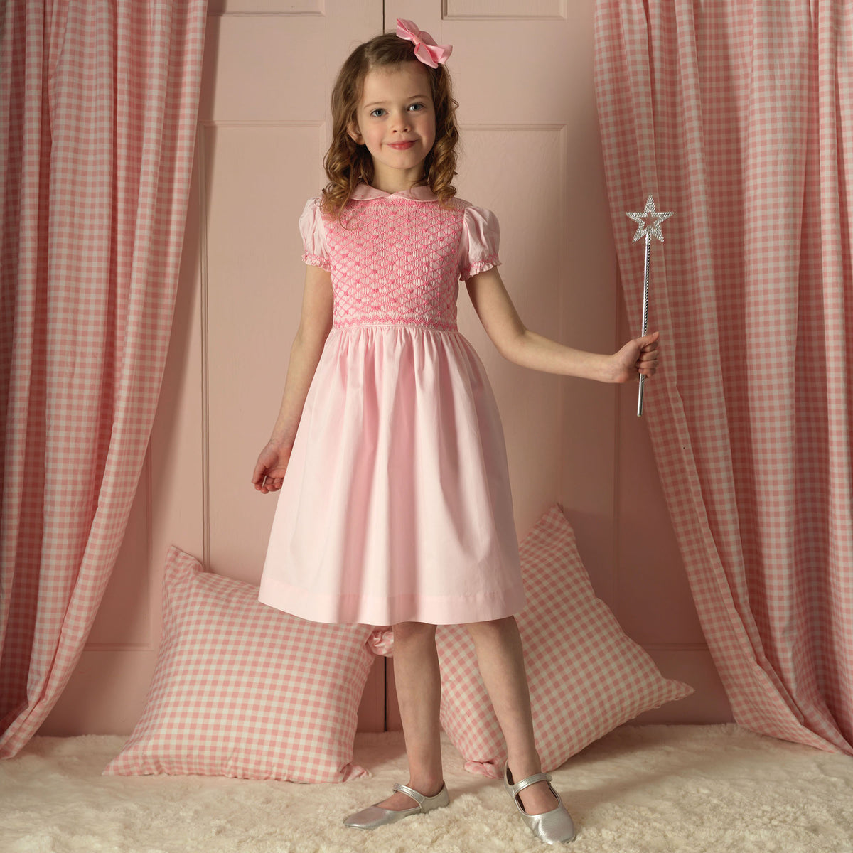 Pink Bow Smocked Dress