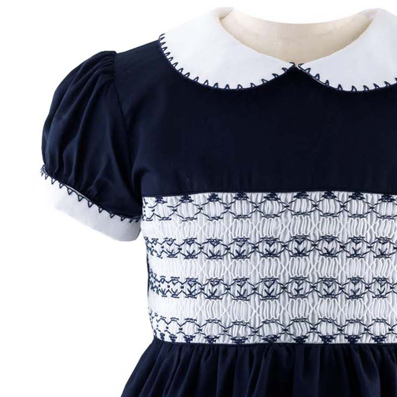 Navy Classic Smocked Dress