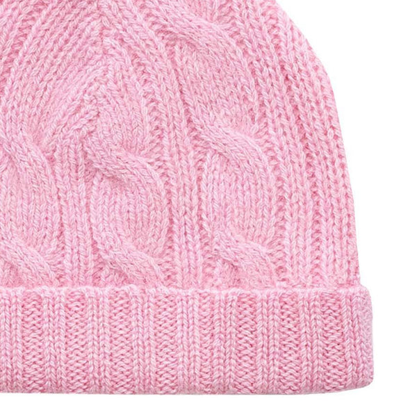 Pink Cashmere Cable Hat