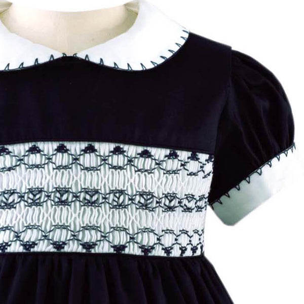 Navy Classic Smocked Dress & Bloomer