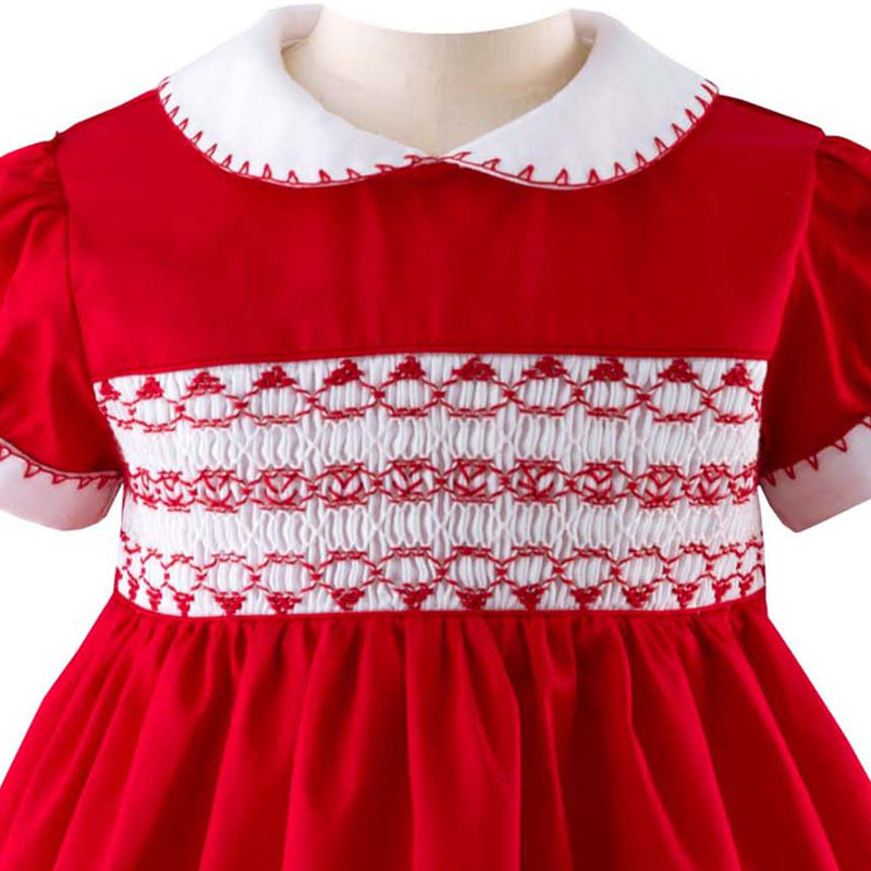 Red Classic Smocked Dress & Bloomers