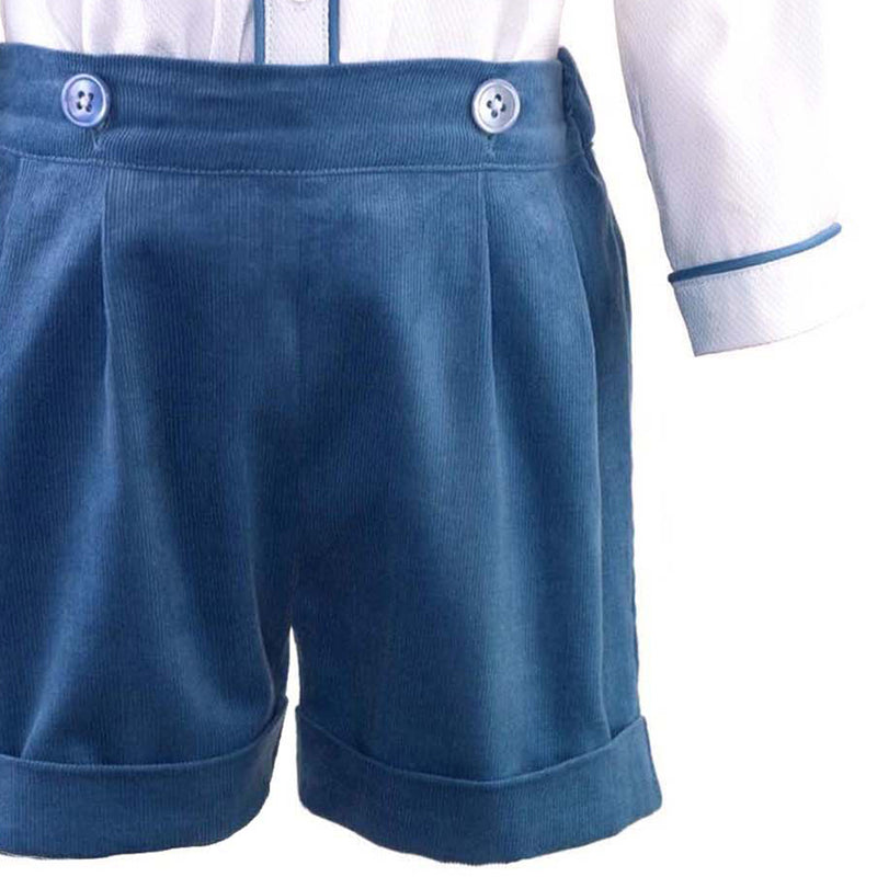 Blue Cord Short & Shirt Set