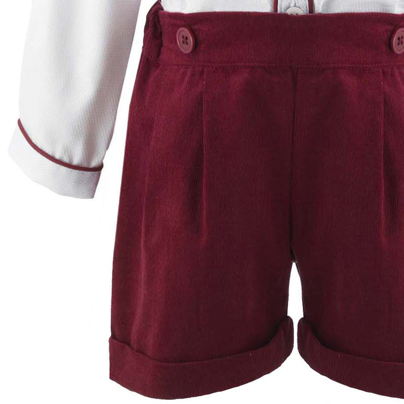 Burgundy Cord Short & Shirt Set