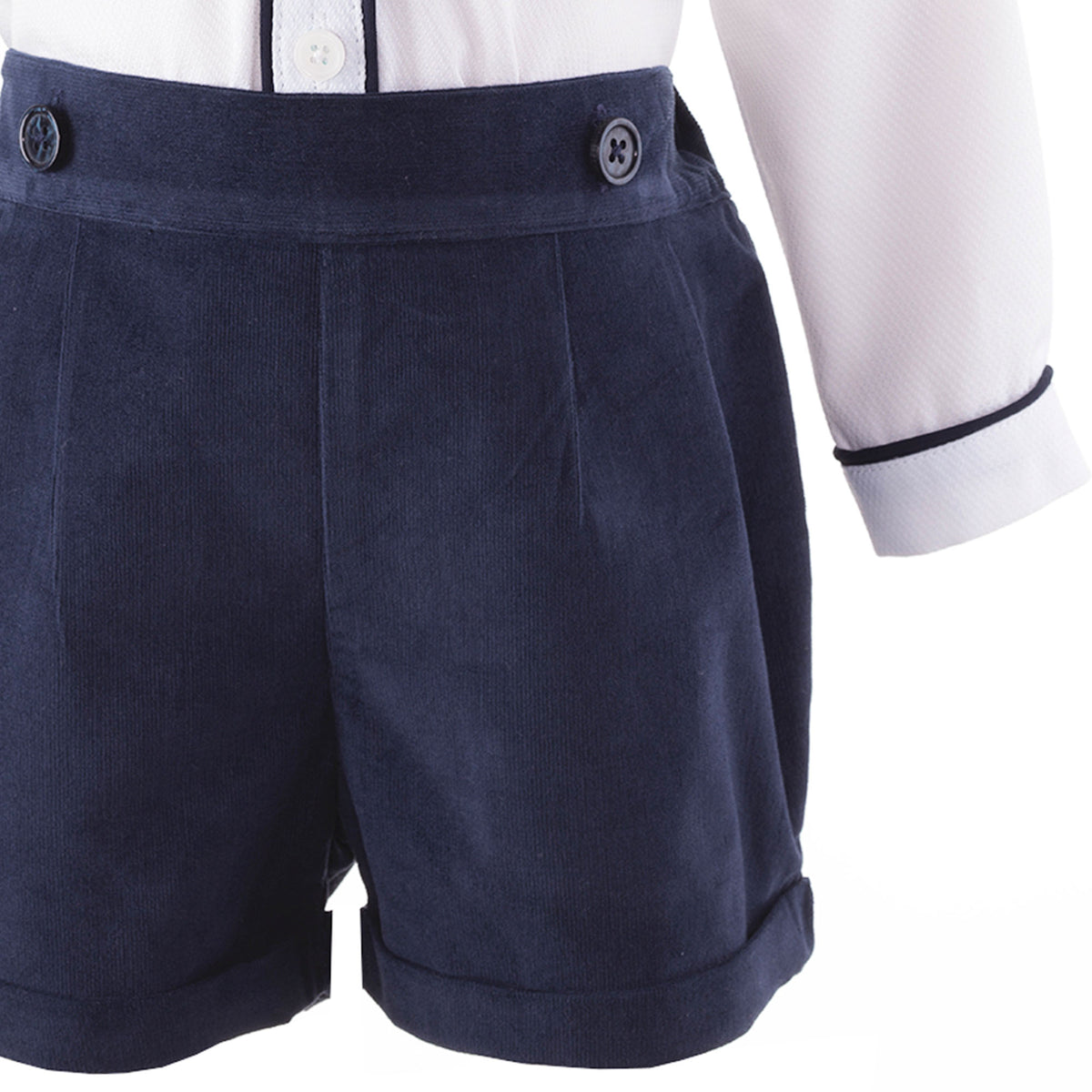 Navy Cord Short & Shirt Set