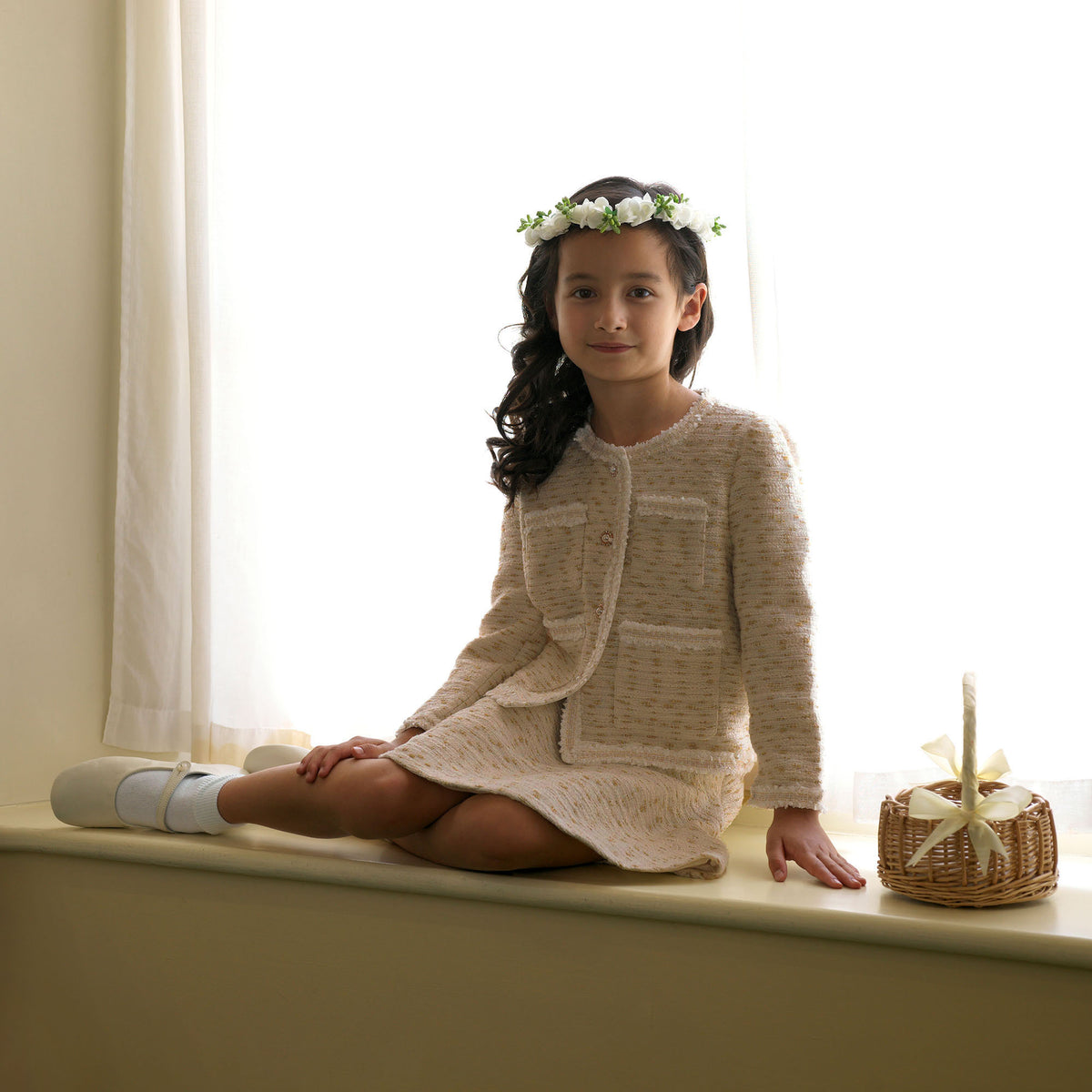 Ivory Tweed Jacket and Skirt Set