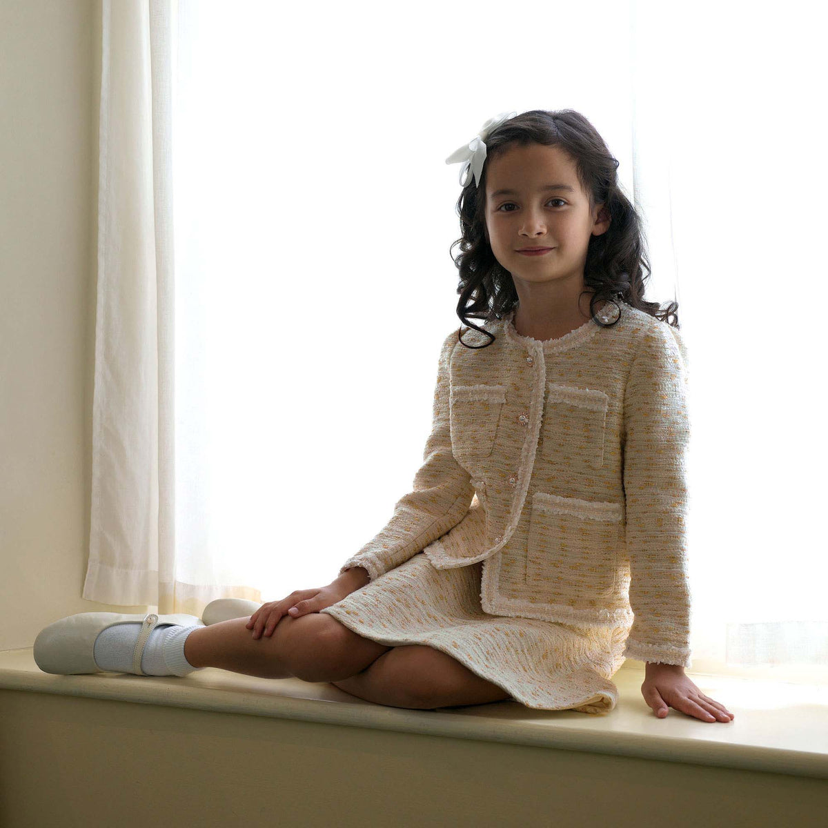 Ivory Tweed Jacket and Skirt Set