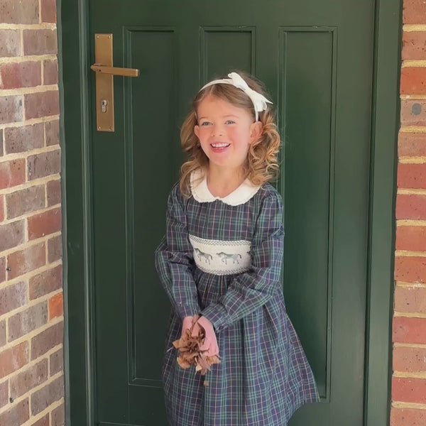 Green Pony Smocked Dress