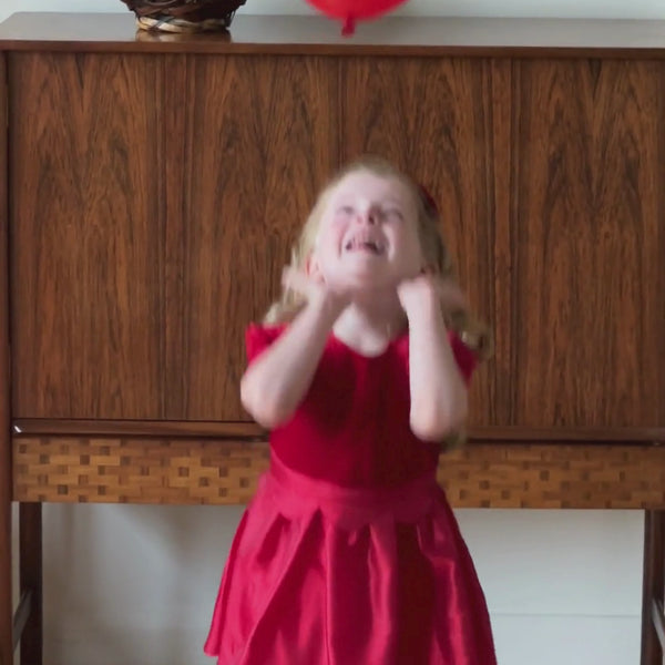 Red Taffeta Scalloped Dress
