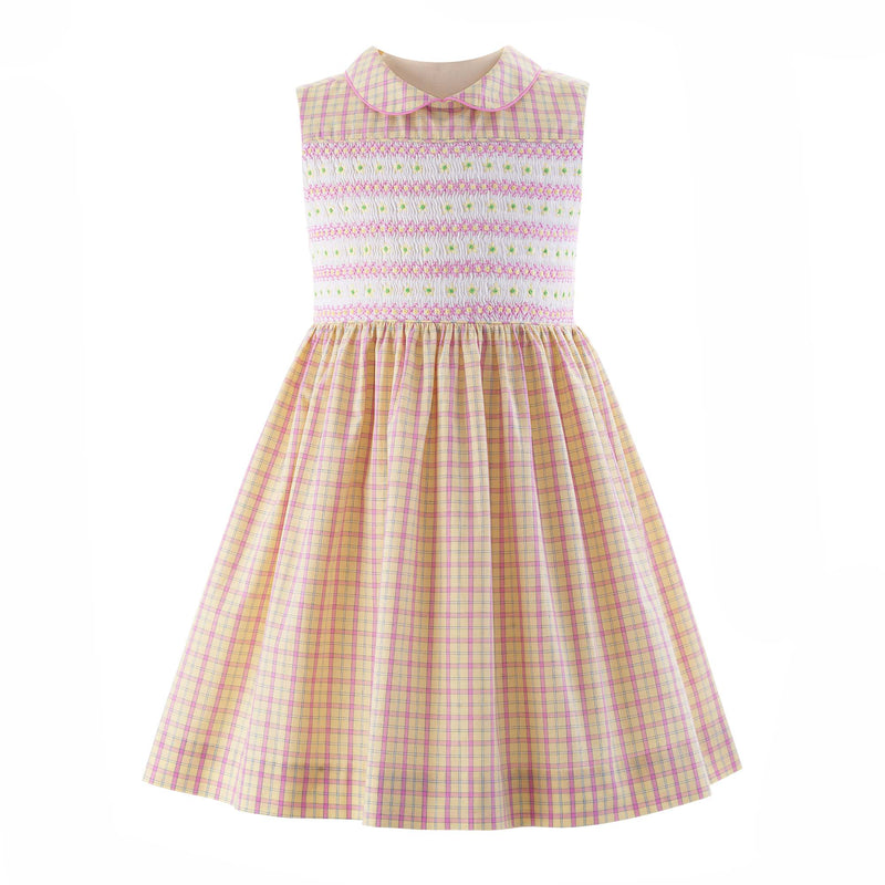 Checked Flower Smocked Dress