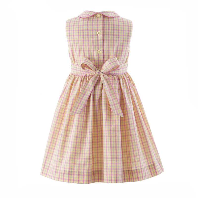 Checked Flower Smocked Dress