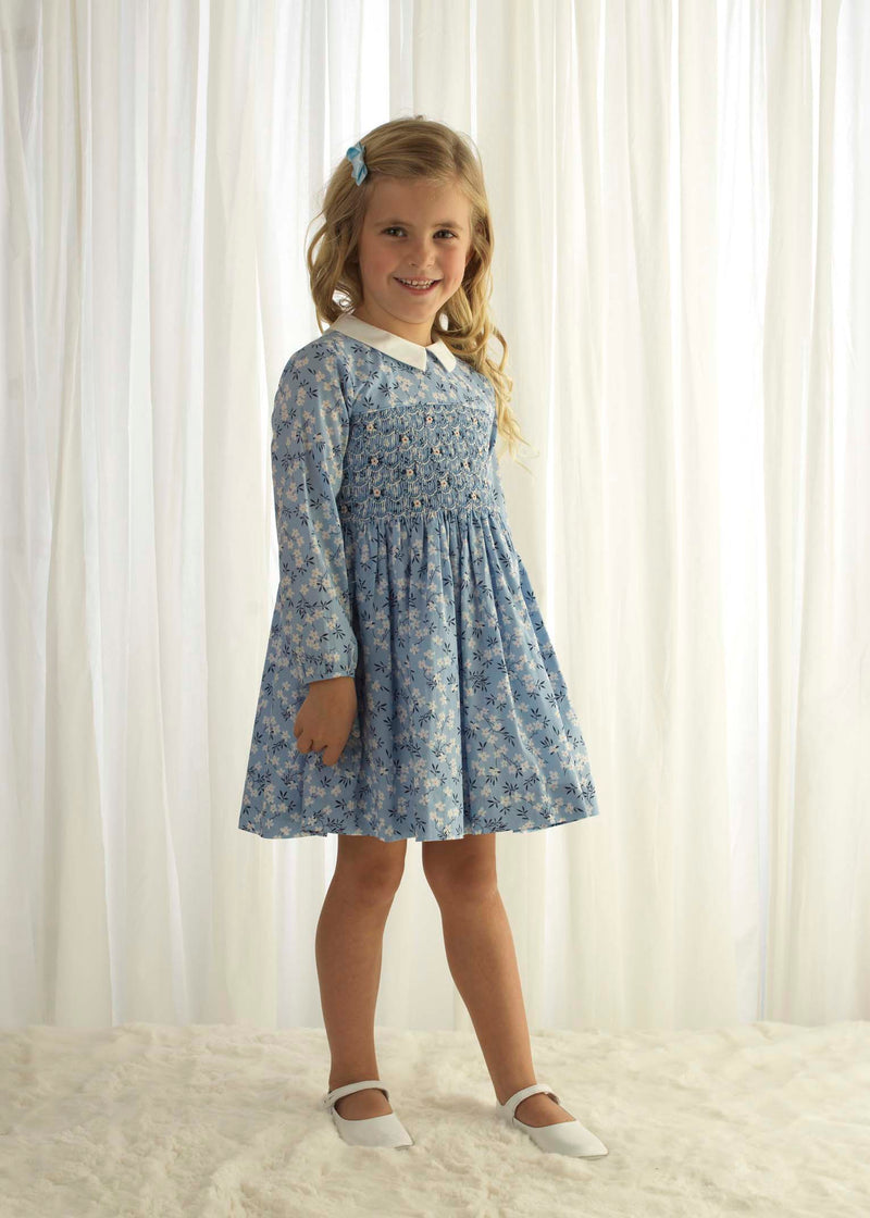 Blue Blossom Smocked Dress