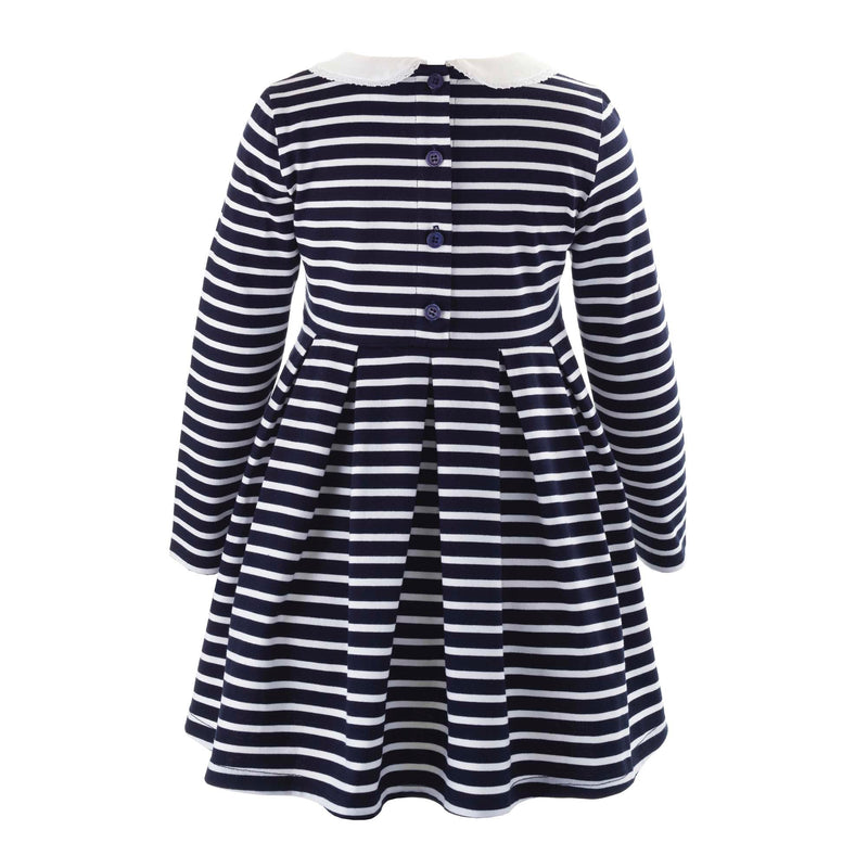 Navy Long Sleeved Breton Striped Jersey Dress