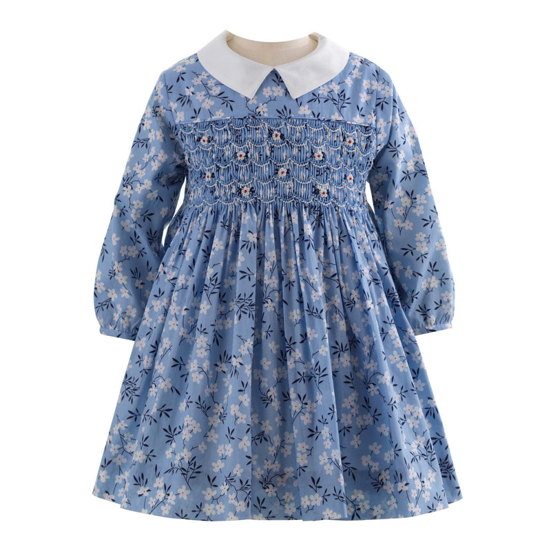 Blue Blossom Smocked Dress & Bloomers