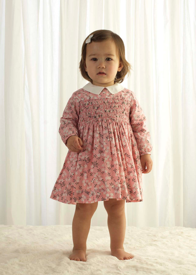 Pink Blossom Smocked Dress & Bloomers