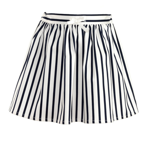 Girls cotton skirt with navy and white stripes to match sailor jersey top.