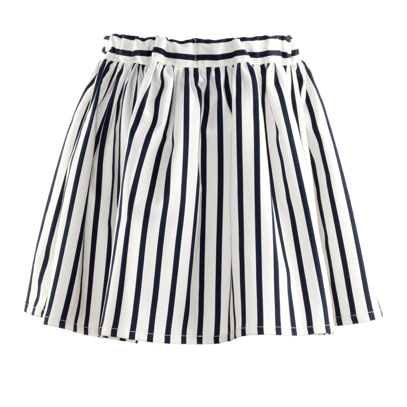 Girls cotton skirt with navy and white stripes to match sailor jersey top.