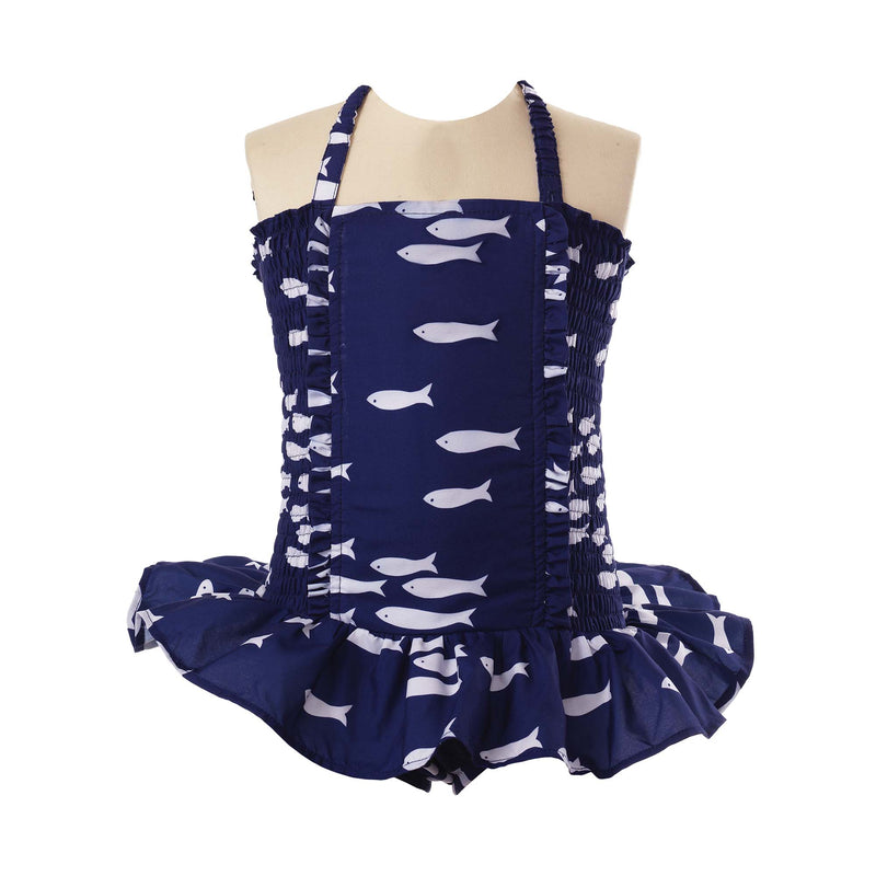 Fish Print Ruched Swimsuit