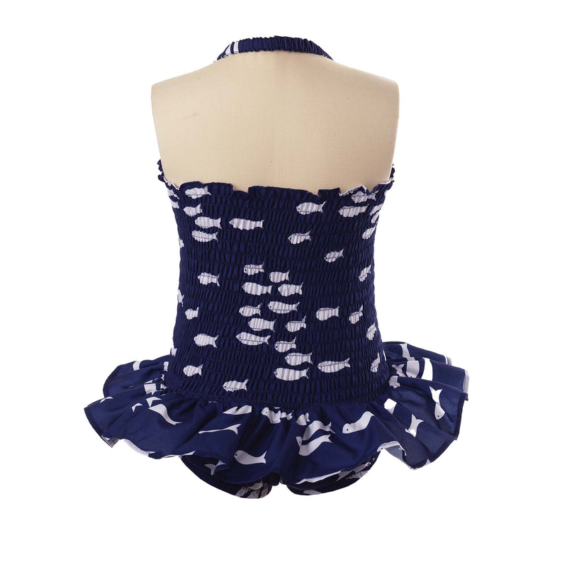 Fish Print Ruched Swimsuit