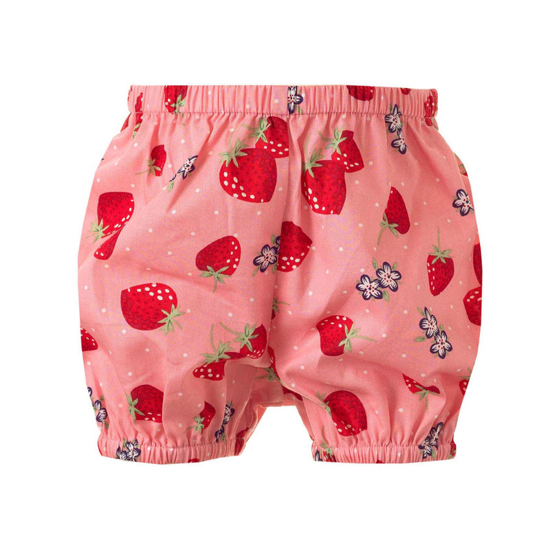 Pink strawberry print bloomers to compliment babies strawberry button front dress
