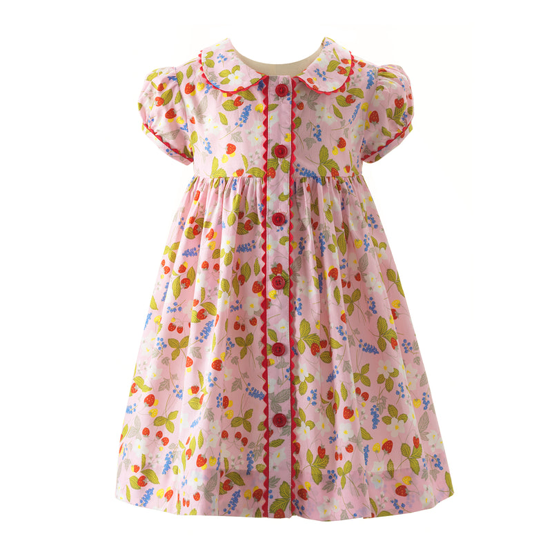 Strawberry Floral Button-Front Dress & Bloomers