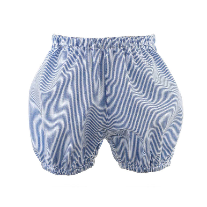 blue and white striped bloomers to compliment babies Sailboat smocked dress