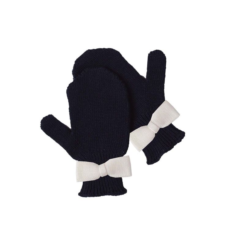 Navy Bow Mittens