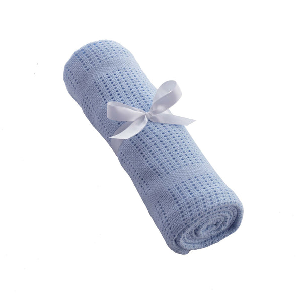 Blue Soft Cotton Cellular Cot Blanket