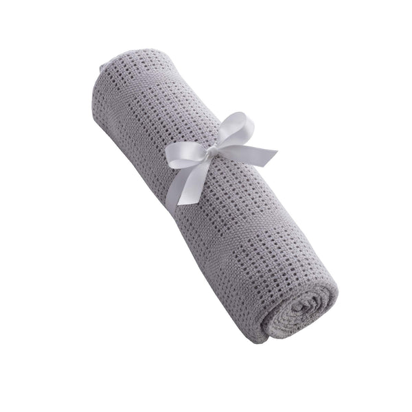 Grey Soft Cotton Cellular Cot Blanket