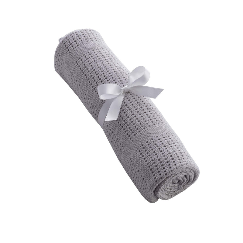 Grey Soft Cotton Cellular Cot Blanket