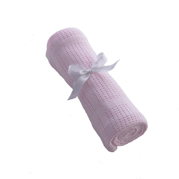 Pink Soft Cotton Cellular Cot Blanket