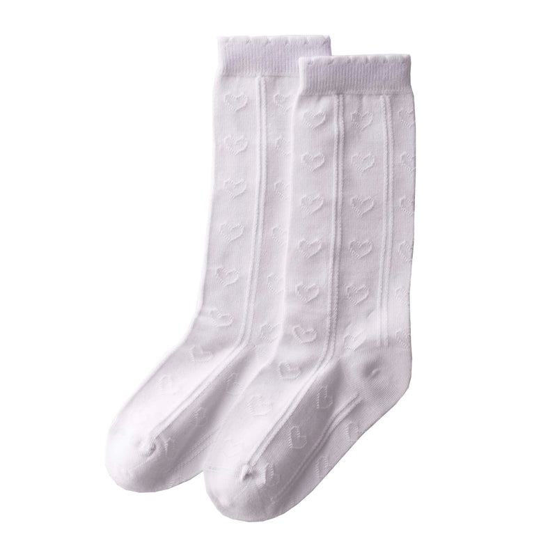 Heart Motif Knee Socks Ivory