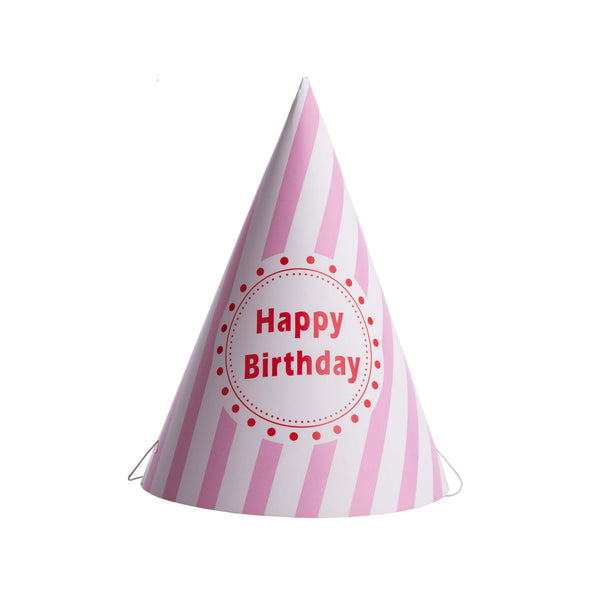Striped Happy Birthday Hat Pink
