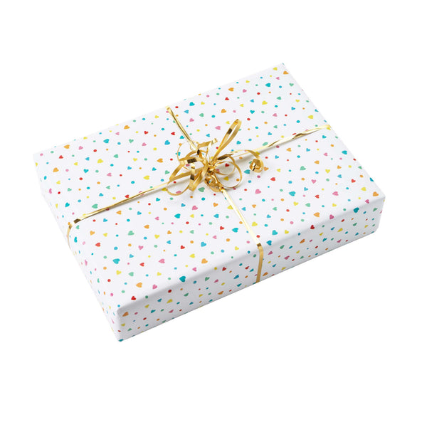 Heart Wrapping Paper & Gold Ribbon
