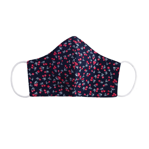 Navy Cherry Print Face Mask, Children's