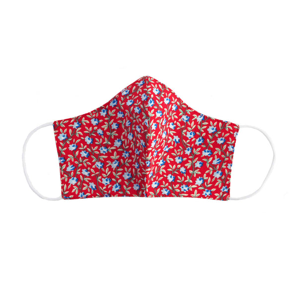 Red Floral Print Face Mask, Children's