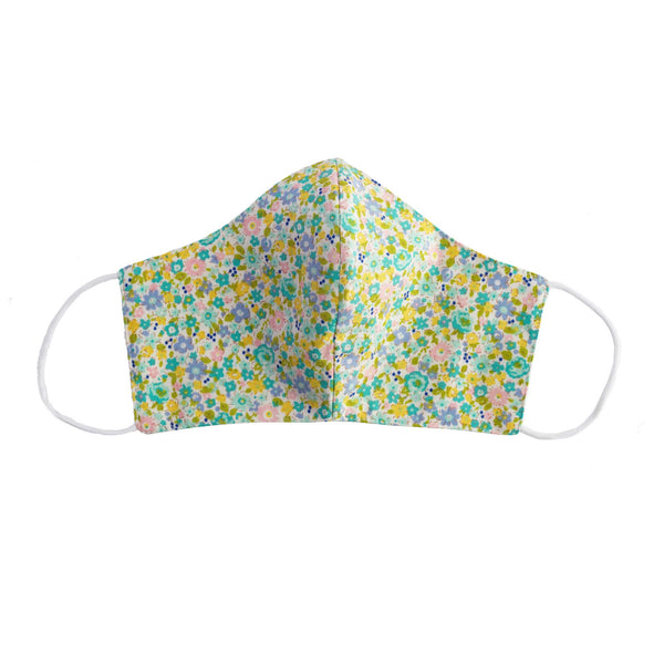 Blue Floral Print Face Mask, Children's