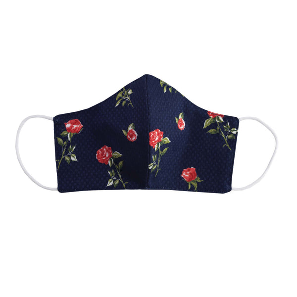 Navy Rose Print Face Mask, Children's